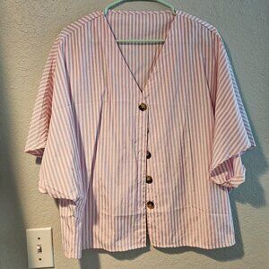 Pink and white stripe blouse